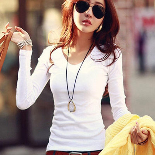 Basic T Shirt Women Long Sleeve Womens Tops Spring Autumn