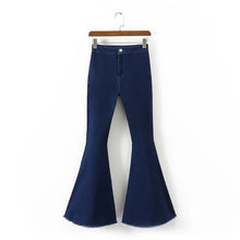 Load image into Gallery viewer, Full-length Bell-Bottoms flare pants stretching cool soft mid-waist light washed regular Trousers