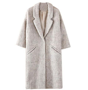 Cthink Good Quality Thicken Long Wool Coat Women Warm Slim Nine Quarter Sleeve Solid Womens Outerwear Fashion Winter Coats Woman