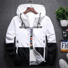 Load image into Gallery viewer, New Spring Autumn Bomber Hooded Jacket Men Casual Slim Patchwork Windbreaker Jacket Male Outwear Zipper Thin Coat Brand Clothing