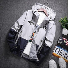 Load image into Gallery viewer, New Spring Autumn Bomber Hooded Jacket Men Casual Slim Patchwork Windbreaker Jacket Male Outwear Zipper Thin Coat Brand Clothing