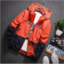 Load image into Gallery viewer, New Spring Autumn Bomber Hooded Jacket Men Casual Slim Patchwork Windbreaker Jacket Male Outwear Zipper Thin Coat Brand Clothing