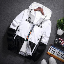 Load image into Gallery viewer, New Spring Autumn Bomber Hooded Jacket Men Casual Slim Patchwork Windbreaker Jacket Male Outwear Zipper Thin Coat Brand Clothing