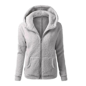 Women Solid Color Coat Thicken Soft Fleece Winter Autumn Warm Jacket Hooded Zipper Overcoat Female Fashion Casual Outwear Coat