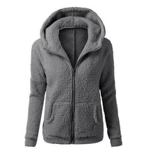 Load image into Gallery viewer, Women Solid Color Coat Thicken Soft Fleece Winter Autumn Warm Jacket Hooded Zipper Overcoat Female Fashion Casual Outwear Coat