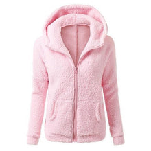 Load image into Gallery viewer, Women Solid Color Coat Thicken Soft Fleece Winter Autumn Warm Jacket Hooded Zipper Overcoat Female Fashion Casual Outwear Coat