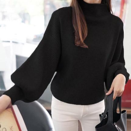 2018 New Winter Women Sweaters Fashion Turtleneck Batwing Sleeve Pullovers Loose Knitted Sweaters Female Jumper Tops