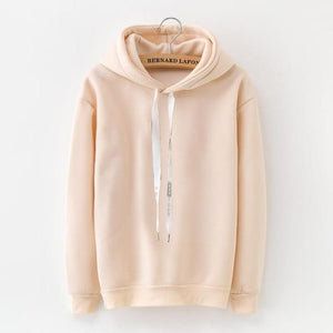 LANSHANQUE S-XXXL Autumn Winter Fleece Harajuku Pullover Solid Thick Loose Women Hoodies Sweatshirts Female Casual Coat