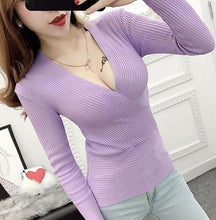 Load image into Gallery viewer, Sexy Winter Knitted Sweater V Neck Cashmere Sweater Female 2018 Women Sweaters And Pullovers Autumn Long Sleeve Sweater Jumper