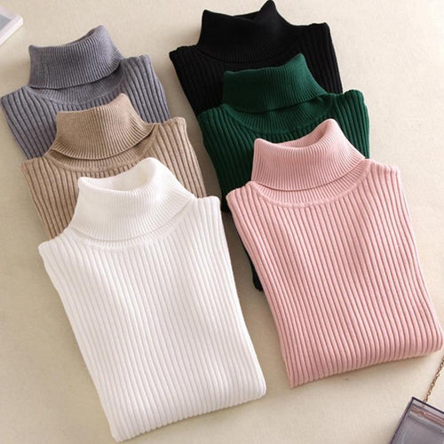 GIGOGOU Thick Turtleneck Warm Women Sweater Autumn Winter Knitted Femme Pull High Elasticity Soft Female Pullovers Sweater