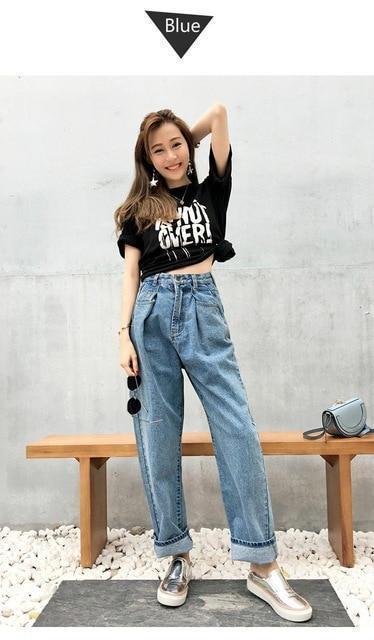 Autumn Long Loose Vintage Woman Jeans