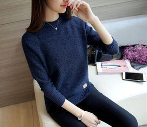 2018 Women Sweaters And Pullovers Autumn Winter Long Sleeve Pull Femme Solid Pullover Female Casual Knitted Sweater NS3996