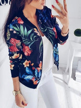 Load image into Gallery viewer, Women Jacket Fashion Ladies Retro Floral Zipper Up Bomber Jacket Casual Coat Autumn Spring Print Outwear Women Clothes