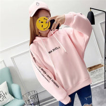 Load image into Gallery viewer, Harajuku Letters Printed Casual Hooded Hoodies Pullover Women Autumn Thick Loose Sweatshirt Female Thicken Coat