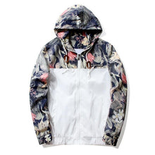 Load image into Gallery viewer, Floral Jacket 2018 Autumn Mens Hooded Jackets Slim Fit Long Sleeve Homme Trendy Windbreaker Coat Brand Clothing