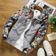 Load image into Gallery viewer, Floral Jacket 2018 Autumn Mens Hooded Jackets Slim Fit Long Sleeve Homme Trendy Windbreaker Coat Brand Clothing