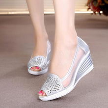 Load image into Gallery viewer, Fish mouth wedge sandals summer