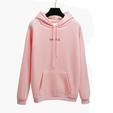 Load image into Gallery viewer, Oh Yes Letter Harajuku Casual Coat Two Layers Hat Winter Fleece Pink Pullover Thick Loose Women Hoodies Sweatshirt Female