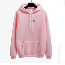 Load image into Gallery viewer, Oh Yes Letter Harajuku Casual Coat Two Layers Hat Winter Fleece Pink Pullover Thick Loose Women Hoodies Sweatshirt Female