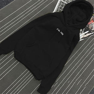 Oh Yes Letter Harajuku Casual Coat Two Layers Hat Winter Fleece Pink Pullover Thick Loose Women Hoodies Sweatshirt Female