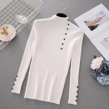 Load image into Gallery viewer, New Fashion Button Turtleneck Sweater Women Spring Autumn Solid Knitted Pullover Women Slim Soft Jumper Sweater Female Knit Tops