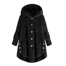 Load image into Gallery viewer, Hot Winter New Fashion Women Button Coat Fluffy Tail Tops Hooded Pullover Loose Oversize Coats Warm outwear plus size S-5XL