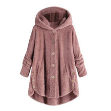 Load image into Gallery viewer, Hot Winter New Fashion Women Button Coat Fluffy Tail Tops Hooded Pullover Loose Oversize Coats Warm outwear plus size S-5XL