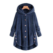 Load image into Gallery viewer, Hot Winter New Fashion Women Button Coat Fluffy Tail Tops Hooded Pullover Loose Oversize Coats Warm outwear plus size S-5XL