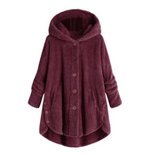 Load image into Gallery viewer, Hot Winter New Fashion Women Button Coat Fluffy Tail Tops Hooded Pullover Loose Oversize Coats Warm outwear plus size S-5XL