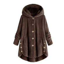 Load image into Gallery viewer, Hot Winter New Fashion Women Button Coat Fluffy Tail Tops Hooded Pullover Loose Oversize Coats Warm outwear plus size S-5XL