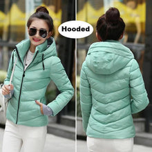 Load image into Gallery viewer, 2019 Winter Jacket women Plus Size Womens Parkas Thicken Outerwear solid hooded Coats Short Female Slim Cotton padded basic tops