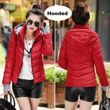 Load image into Gallery viewer, 2019 Winter Jacket women Plus Size Womens Parkas Thicken Outerwear solid hooded Coats Short Female Slim Cotton padded basic tops