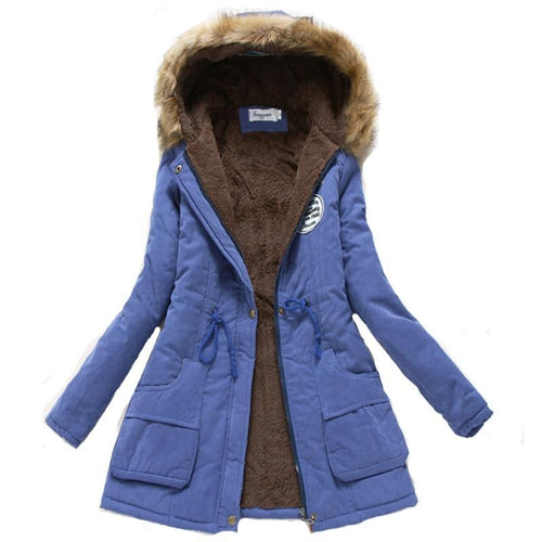 Women Winter Warm Coat Female Autumn Hooded Cotton Fur Plus Size Basic Jacket Outerwear Slim Long Ladies chaqueta