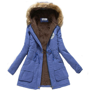 Women Winter Warm Coat Female Autumn Hooded Cotton Fur Plus Size Basic Jacket Outerwear Slim Long Ladies chaqueta