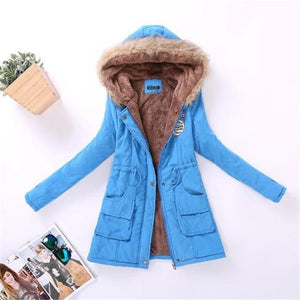 Women Winter Warm Coat Female Autumn Hooded Cotton Fur Plus Size Basic Jacket Outerwear Slim Long Ladies chaqueta