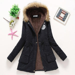 Women Winter Warm Coat Female Autumn Hooded Cotton Fur Plus Size Basic Jacket Outerwear Slim Long Ladies chaqueta