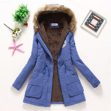 Load image into Gallery viewer, Women Winter Warm Coat Female Autumn Hooded Cotton Fur Plus Size Basic Jacket Outerwear Slim Long Ladies chaqueta