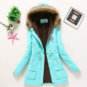 Women Winter Warm Coat Female Autumn Hooded Cotton Fur Plus Size Basic Jacket Outerwear Slim Long Ladies chaqueta