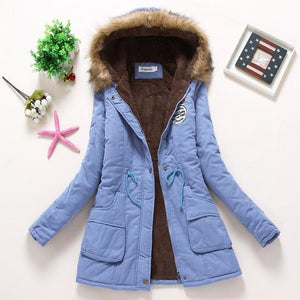 Women Winter Warm Coat Female Autumn Hooded Cotton Fur Plus Size Basic Jacket Outerwear Slim Long Ladies chaqueta