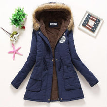 Load image into Gallery viewer, Women Winter Warm Coat Female Autumn Hooded Cotton Fur Plus Size Basic Jacket Outerwear Slim Long Ladies chaqueta