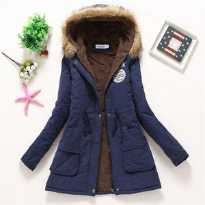 Women Winter Warm Coat Female Autumn Hooded Cotton Fur Plus Size Basic Jacket Outerwear Slim Long Ladies chaqueta