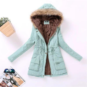 Women Winter Warm Coat Female Autumn Hooded Cotton Fur Plus Size Basic Jacket Outerwear Slim Long Ladies chaqueta