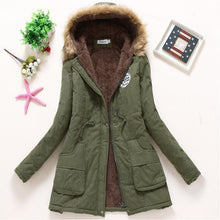 Load image into Gallery viewer, Women Winter Warm Coat Female Autumn Hooded Cotton Fur Plus Size Basic Jacket Outerwear Slim Long Ladies chaqueta