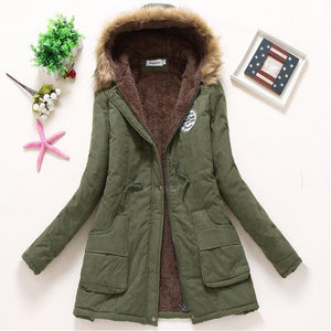 Women Winter Warm Coat Female Autumn Hooded Cotton Fur Plus Size Basic Jacket Outerwear Slim Long Ladies chaqueta