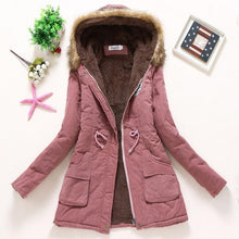 Load image into Gallery viewer, Women Winter Warm Coat Female Autumn Hooded Cotton Fur Plus Size Basic Jacket Outerwear Slim Long Ladies chaqueta