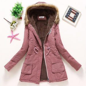 Women Winter Warm Coat Female Autumn Hooded Cotton Fur Plus Size Basic Jacket Outerwear Slim Long Ladies chaqueta