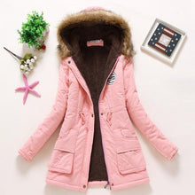 Load image into Gallery viewer, Women Winter Warm Coat Female Autumn Hooded Cotton Fur Plus Size Basic Jacket Outerwear Slim Long Ladies chaqueta