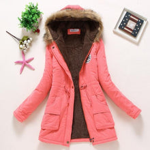 Load image into Gallery viewer, Women Winter Warm Coat Female Autumn Hooded Cotton Fur Plus Size Basic Jacket Outerwear Slim Long Ladies chaqueta