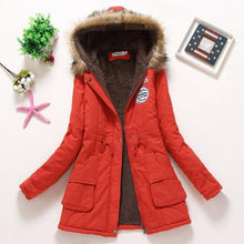 Load image into Gallery viewer, Women Winter Warm Coat Female Autumn Hooded Cotton Fur Plus Size Basic Jacket Outerwear Slim Long Ladies chaqueta