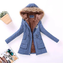 Load image into Gallery viewer, Women Winter Warm Coat Female Autumn Hooded Cotton Fur Plus Size Basic Jacket Outerwear Slim Long Ladies chaqueta